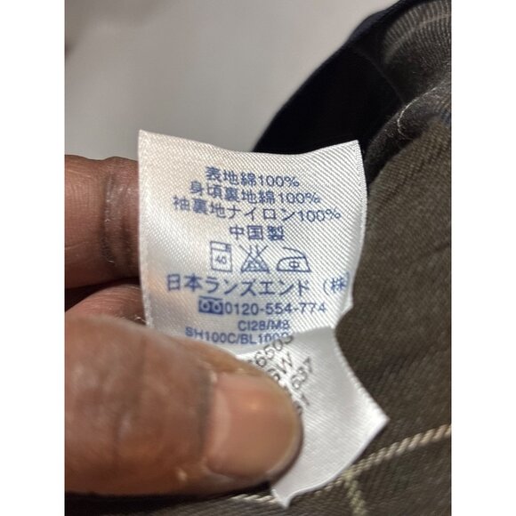 Lands End Mens Regular Fit Cotton Jacket L 42-44 Navy & Olive Color With Plaid L - Picture 12 of 13